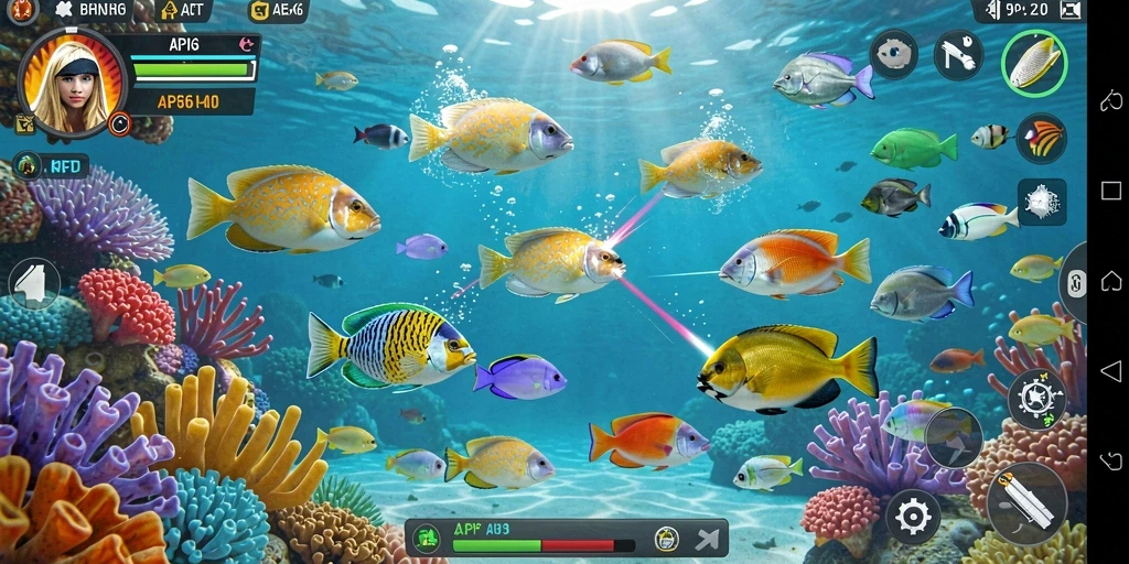 Tampilan gameplay seru Tembak Ikan di API36.