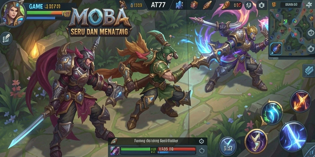 Screenshot gameplay AT777 menampilkan pertempuran tim yang intens.