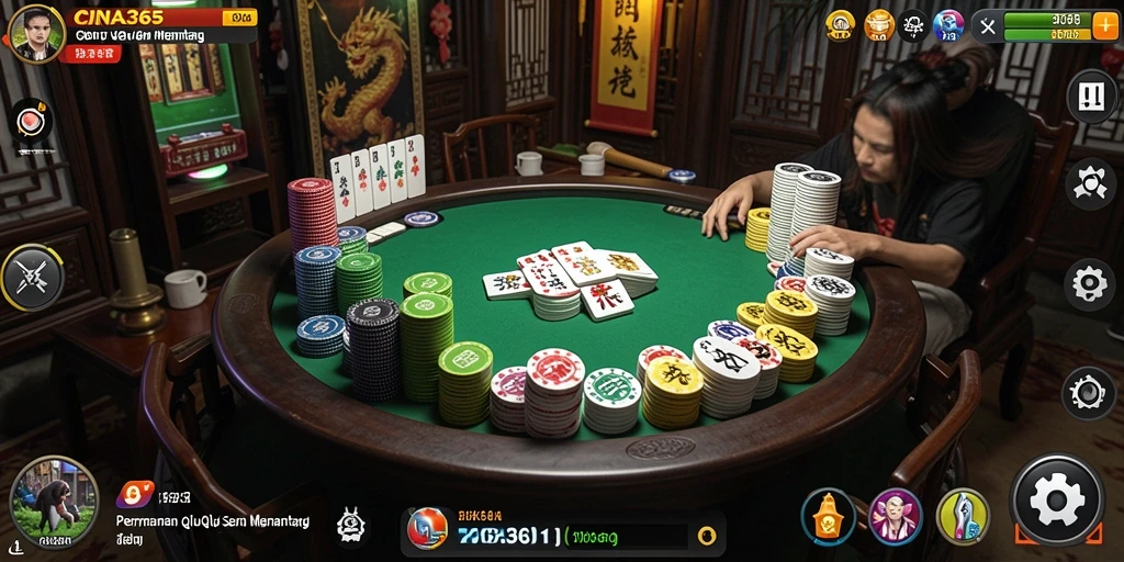 Screenshot gameplay CINA365 yang menampilkan keseruan bermain QiuQiu.