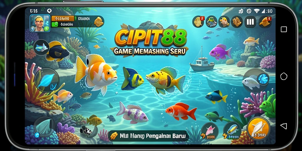 Tampilan gameplay CIPIT88 menampilkan aksi seru memancing di lokasi menakjubkan.