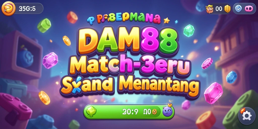 Screenshot utama menampilkan gameplay seru dengan elemen Match-3.