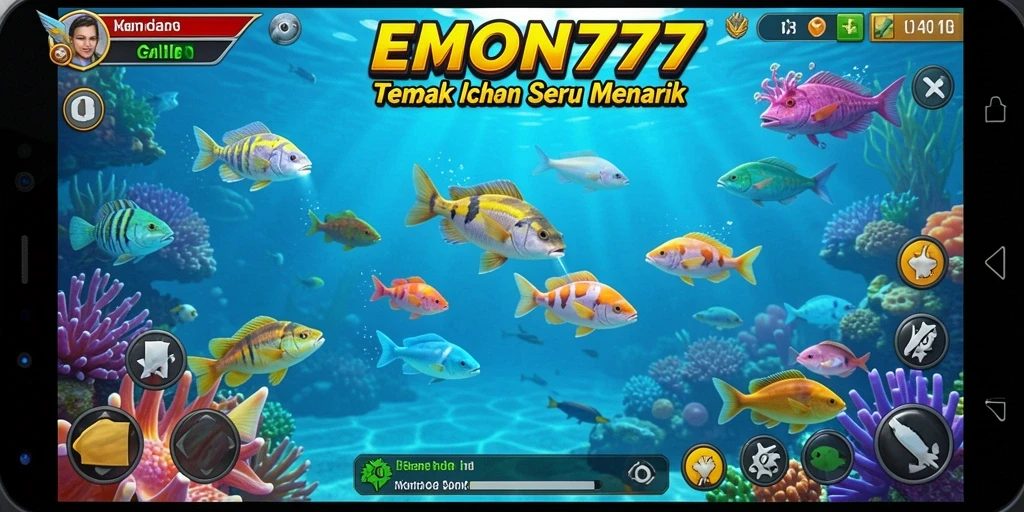 Tampilan menarik dari gameplay EMON777 yang menembak ikan.