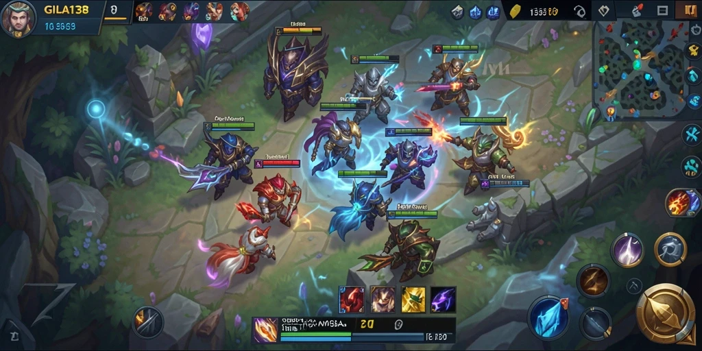 Screenshot GILA138 yang menunjukkan aksi seru dalam permainan MOBA.
