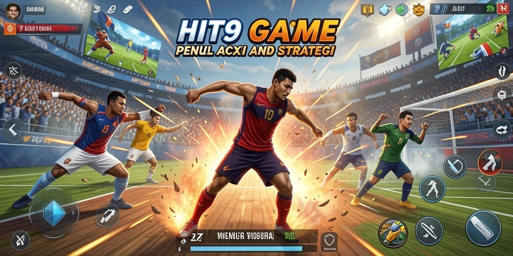 Screenshot utama HIT9 menampilkan pemain beraksi di lapangan olahraga.