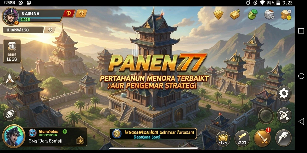 Tangkapan layar utama PANEN77 menampilkan aksi pertahanan menara yang mendebarkan.