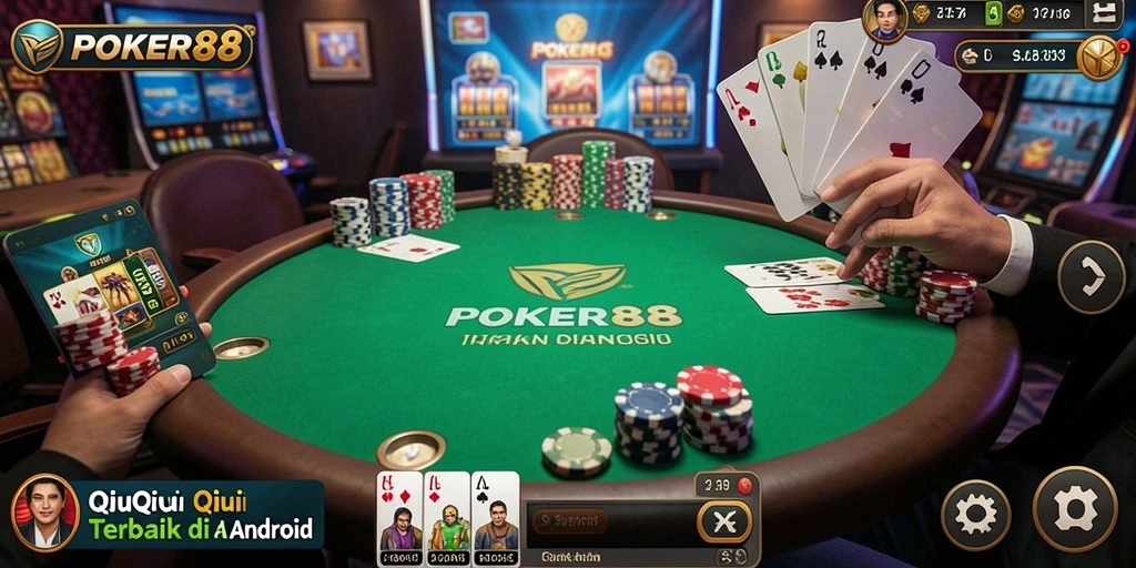 Skrinsut dari gameplay QiuQiu di POKER88.