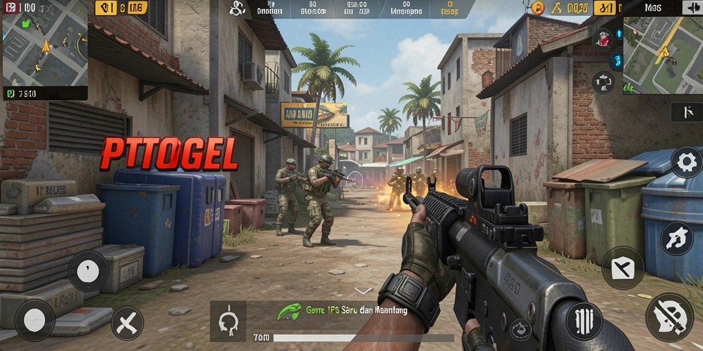 Tampilan gameplay seru PTTOGEL dengan aksi tembak-menembak mendebarkan.