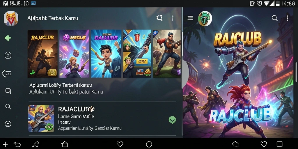 Tampilan antarmuka aplikasi RAJACLUB yang modern dan fungsional.