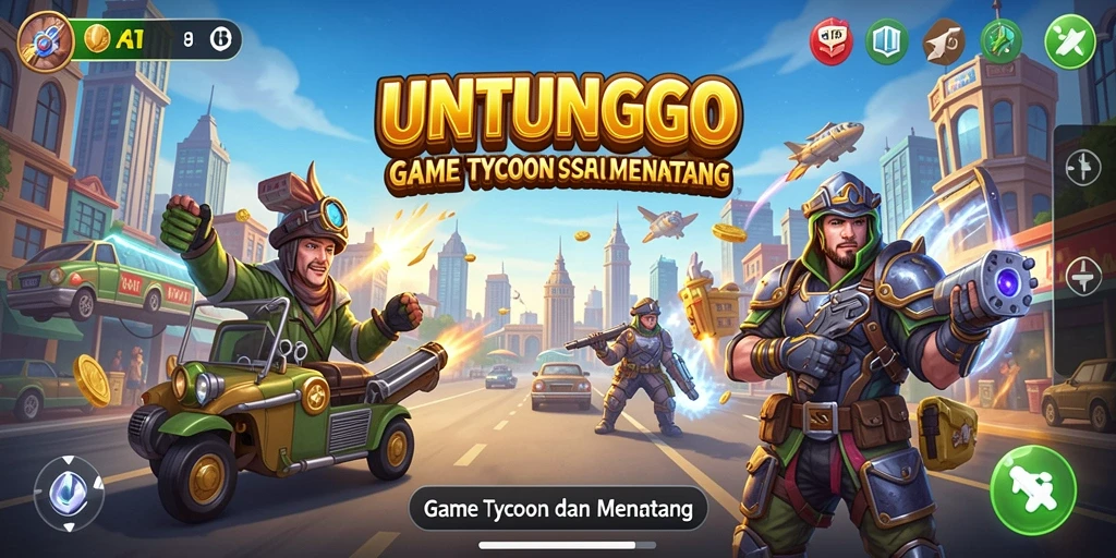 Screenshot UNTUNGGO menampilkan aksi seru gameplay Tycoon.