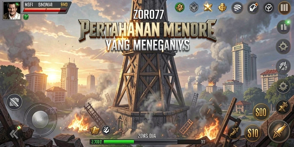 Tampilan gameplay seru dan strategis dari ZORO77 dalam Tower Defense.